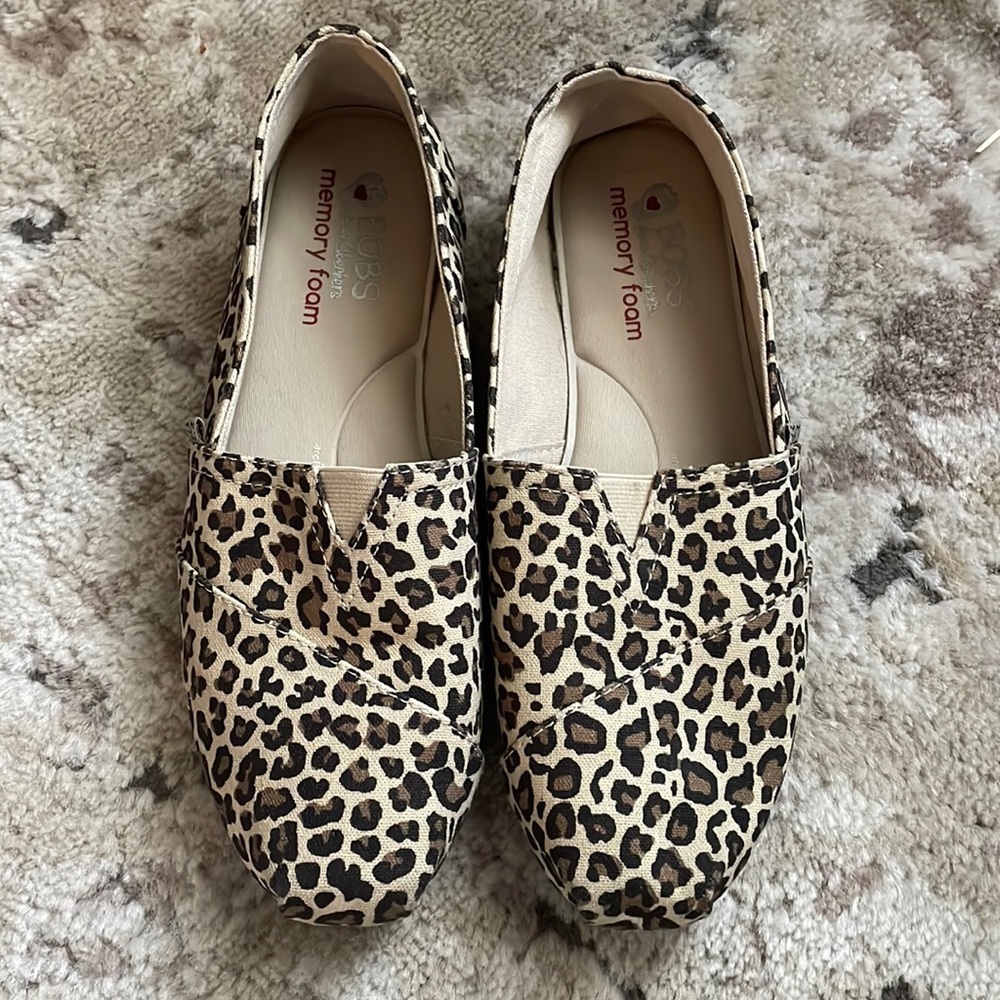 Cheetah print Bobs slide on shoes